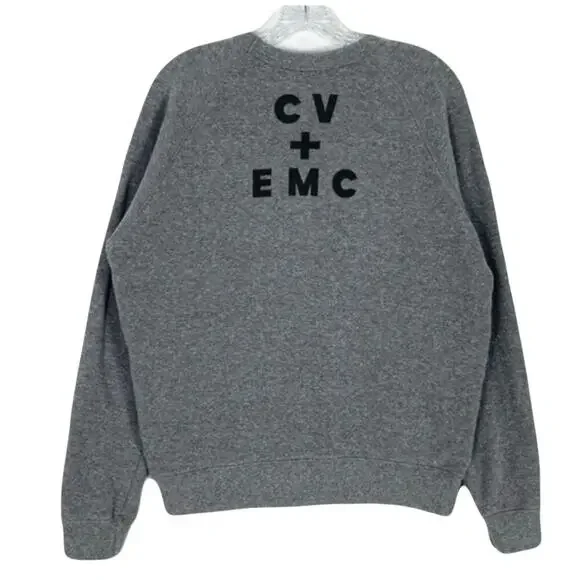NWOT CLARE V CV+EMC Sweatshirt S Oversized Graphic RED-LIPS”Maman Je T’aime”Grey - Picture 4 of 12